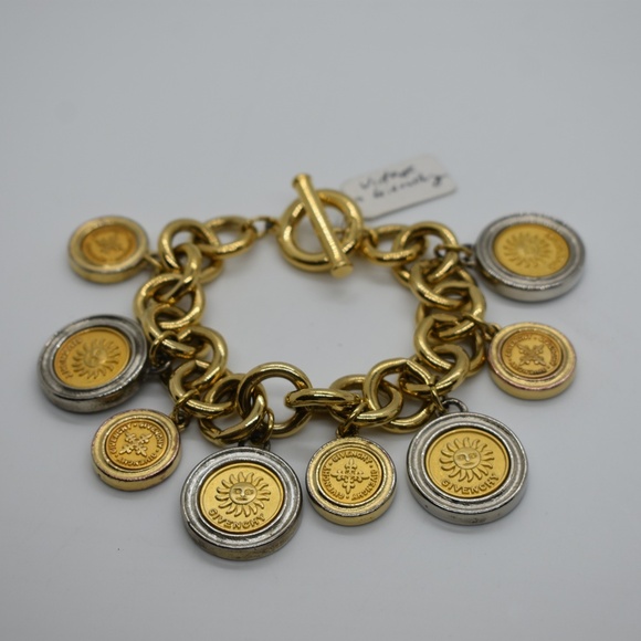 Givenchy Gilded Gold Multi Coin Charm Bracelet